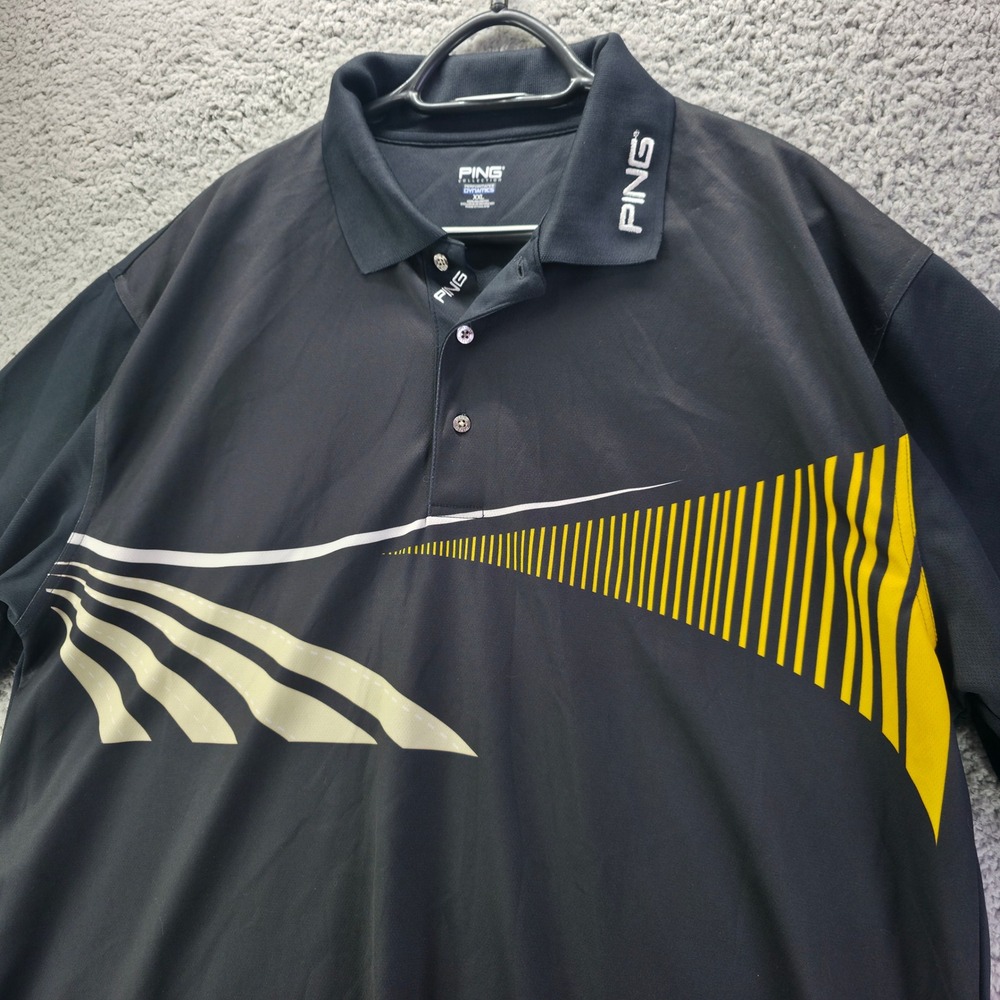 Ping Collection Performance Dynamics Mens XXL Black Yellow Graphic Golf Polo